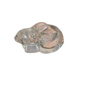 VTG Clear Glass Sleeping Bunny‎ EASTER Votive Tea-light Candle Holder Rabbit